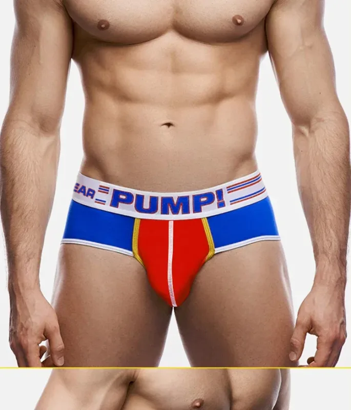 Panlalaking Cotton Color Block Brief, Pump! Logo Wide Waistband Low Rise Sexy 3D Convex Pouch Underwear 3256813080433415 — image 20