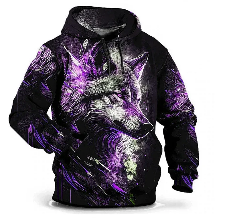 Mode Wolf Mönster Luvtröjor Herr Långärmade Street Hip Hop 3d Djurtryck Huvtröjor 6XL Plus Size Casual Hoodie — image 13