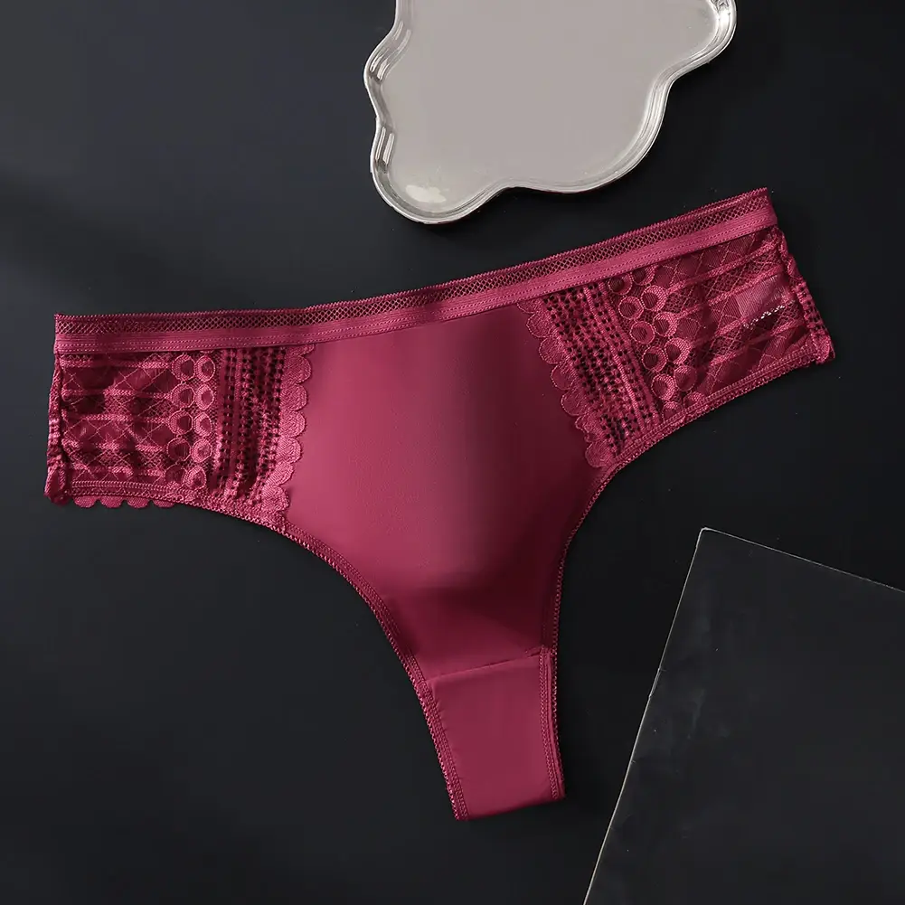 1pc Men's Sexy Lace Briefs Seamless Ice Silk G-String Underwear 3D Bulge Pouch Solid Thong High Elastic Breathable Panties — image 10