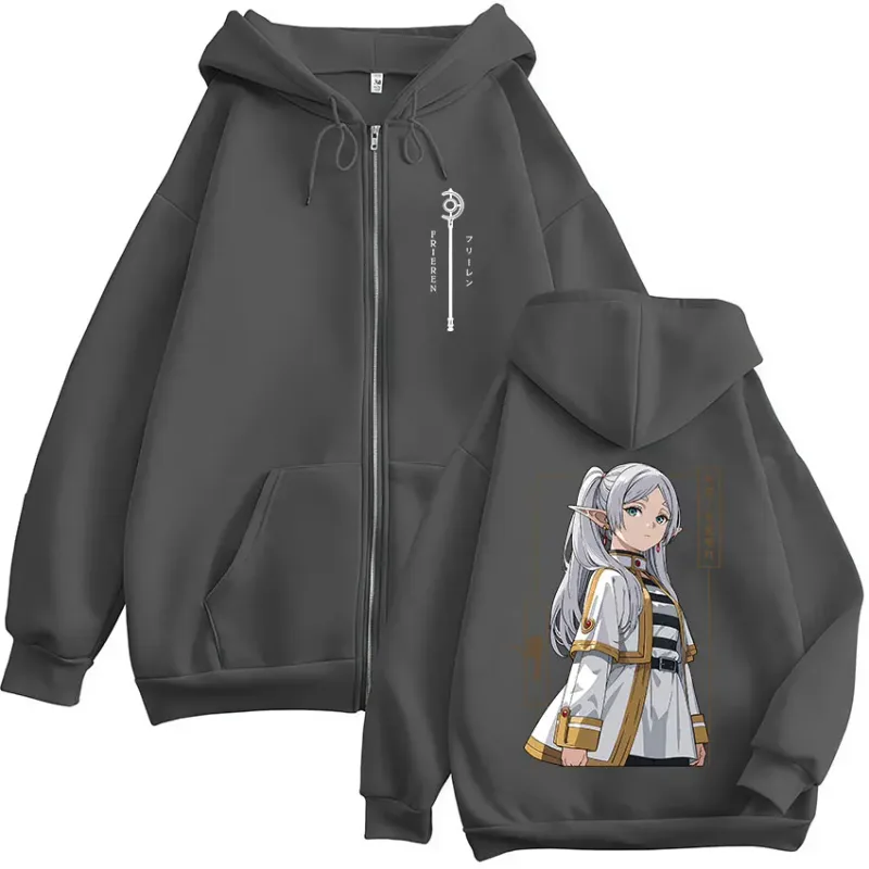 Anime Frieren: Beyond Journey's End Zipper Hoodies Men Women Clothing Fashion Harajuku Zip Up Hooded Sweatshirts Jackets Coats — image 5