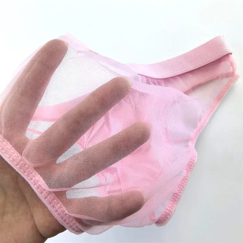 Cuecas masculinas de seda de cetim brilhante sexy cuecas de malha transparente calcinha masculina respirável de secagem rápida — image 6