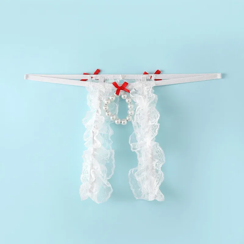 Mga Lalaki Sexy Lace Open-Crotch Low Waist Underwear Hole Pouch Thongs G-strings Briefs Puwit Hollow Thong Exposed Cock — image 15