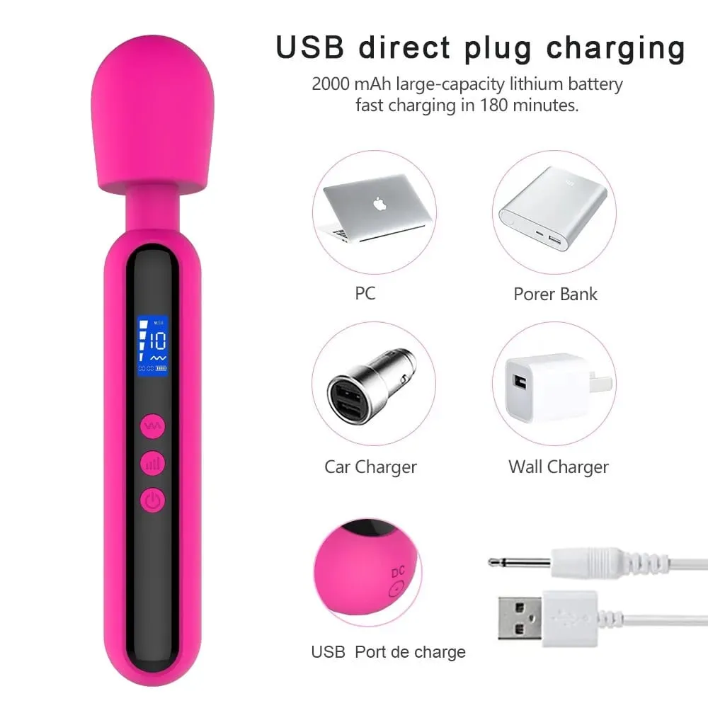 Erőteljes Magic Wand AV-vibrátor nőknek G Spot csiklóstimulátor LED kijelzővel Izommasszírozó Maszturbátor Felnőtt szexjáték — image 2