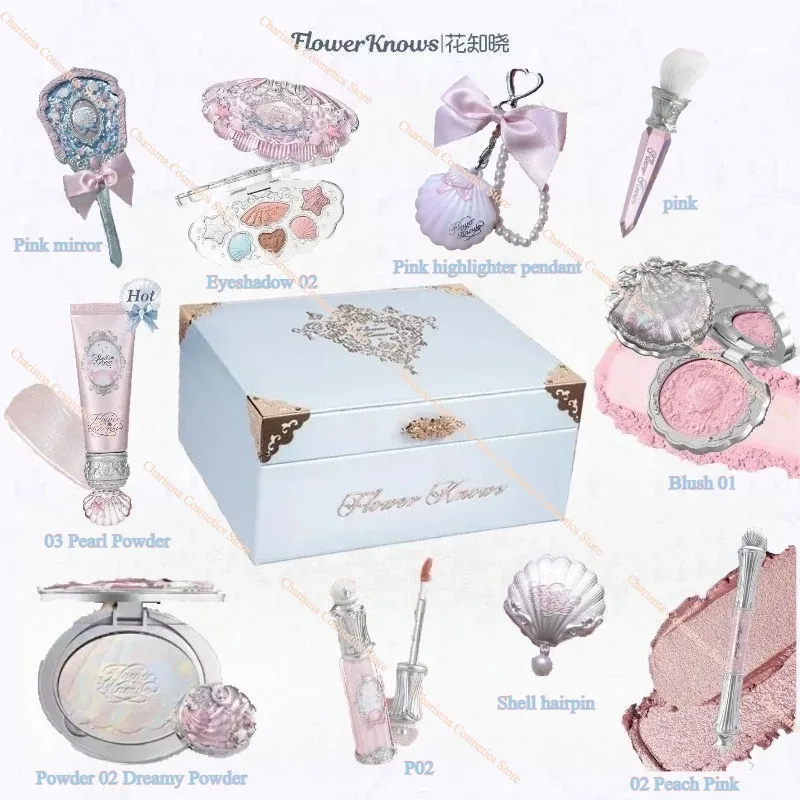 Flower Knows Shells Pearl Eyeshadow Essence Lèvres Miel Blush Joue Maquillage Avant 11 pièces ensemble