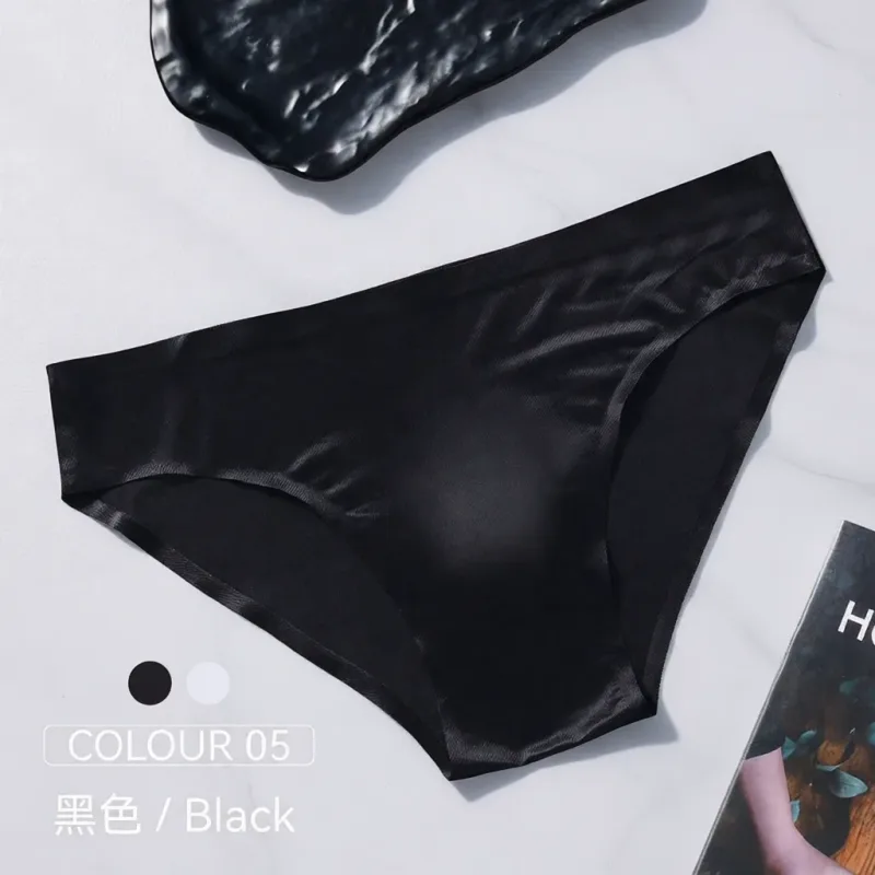 Mens Seamless Briefs Ice Silk Underwear 3D Pouch Breathable Quick Dry Elastic Low Waist Soft Solid Color Men Underpants