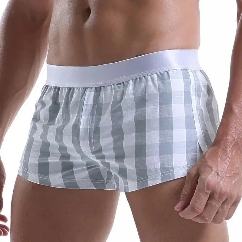 Homens boxers de algodão shorts soltos multicolorido masculino xadrez roupa interior homewear confortável calças seta 3256806911165516 — image 3