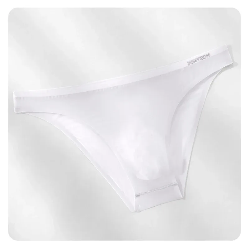 Sem costura de secagem rápida cuecas masculinas cor sólida seda gelo ultra-fino cuecas sexy respirável 3d bolsa calcinha — image 21