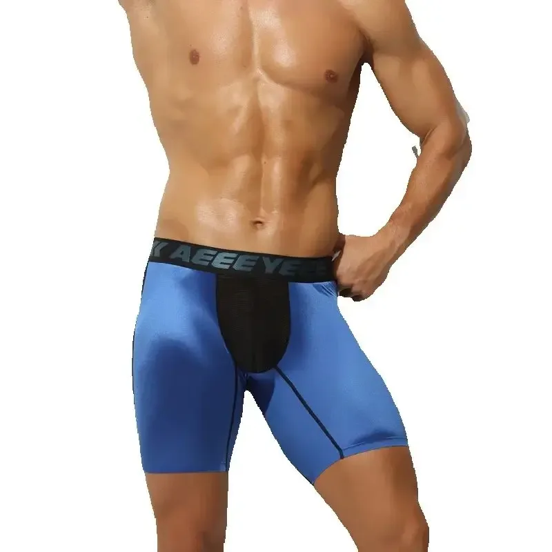 Roupa interior masculina alongamento de seda gelo esporte boxers cuecas sexy brinquedo calcinha dos homens correndo lingerie solta tamanho grande boxer shorts — image 5