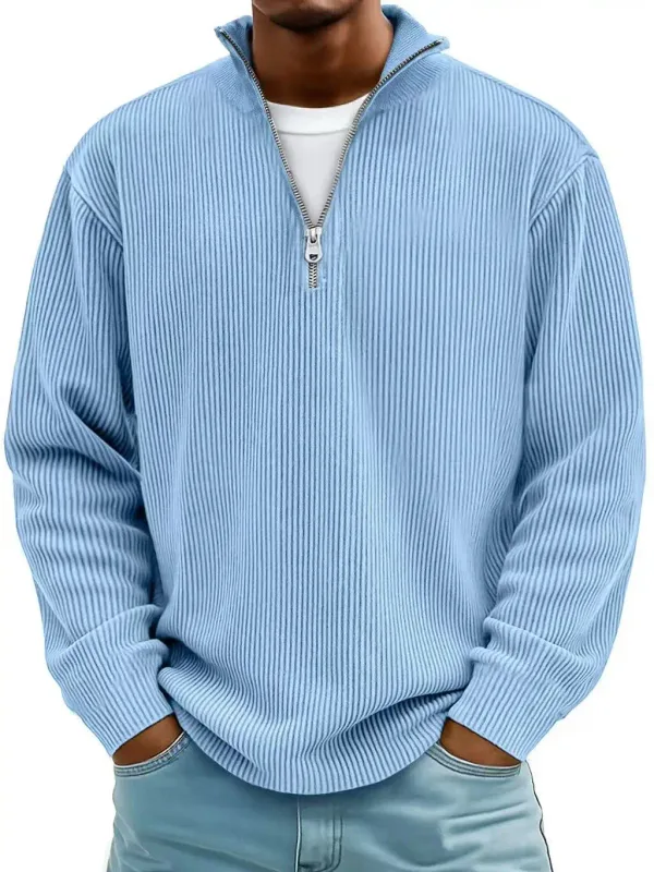 Outono inverno masculino gola zip-up moletom solto manga longa casual diário ao ar livre moda na moda casacos masculinos — image 9