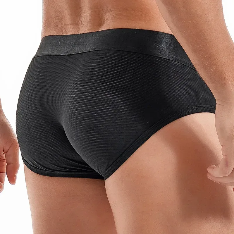 Jockmail Mens Underwear Briefs Mesh Breathable Sports Fitness Shorts Solid Color Sexy Low-rise Lingeries for Extreme Panties — image 21