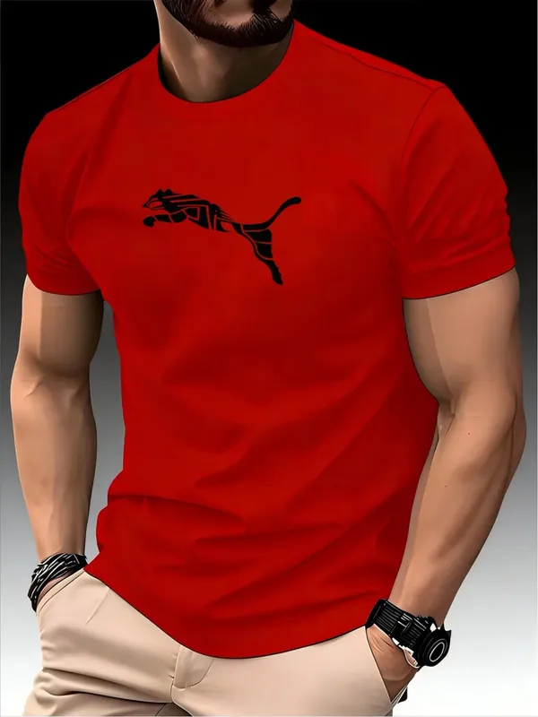 Új nyári luxus férfi divatos Fox Leopard mintás póló Crewneck Casual Trend Y2K Csúcsminőségű, kiváló minőségű fitness sportpóló