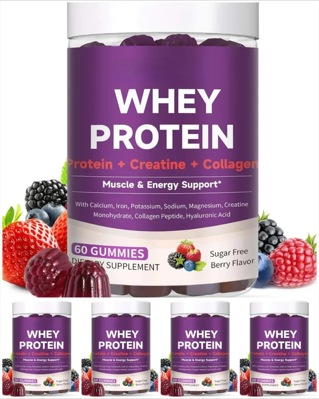 Protein Gummies with Whey Creatine Collagen 12g Protein Muscle Support Energy Nutrition Sugar Free Fitness Supplement 60 Gummies — image 11