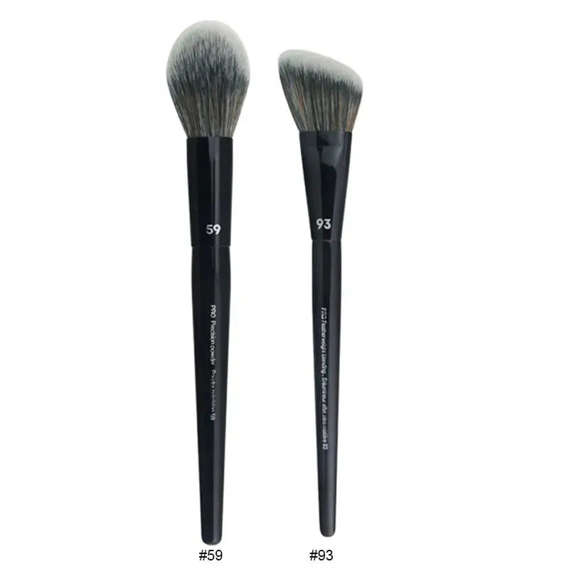 2 pièces/ensemble pinceaux de maquillage noirs Pro poudre de cheveux synthétiques ombre à paupières tache point culminant fond de teint aérographe diffuseur pinceau de maquillage — image 10