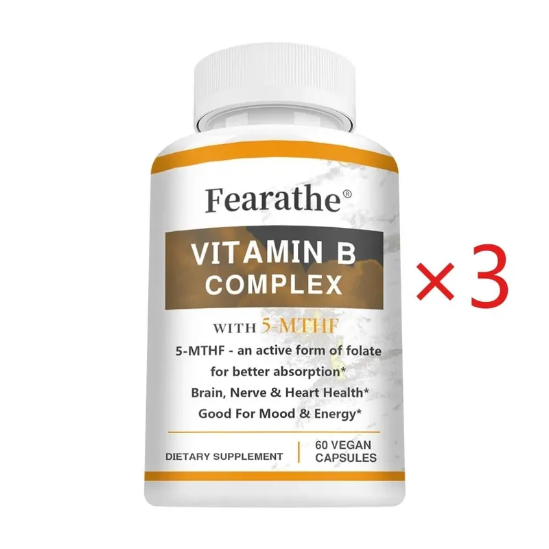 תוספי ויטמין B קומפלקס (B12 B1 B2 B3 B5 B6 B9 חומצה פולית וביוטין) תמיכה במוח החיסוני ואנרגיה