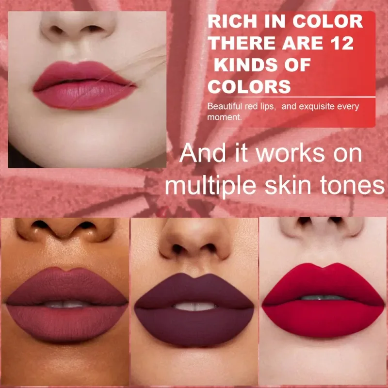 6db matt ajakrúzs szett Nude Brown Smooth Rose Red pigmentált hosszantartó forgatható rúzsceruza készlet a sima felületért — image 6