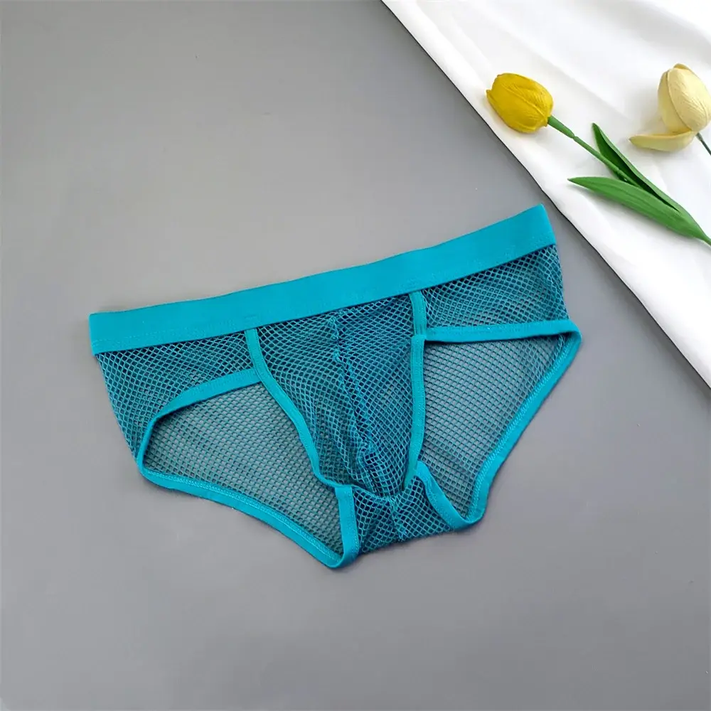 Hollow Out Mesh Męska bielizna w kształcie litery U Niski stan Przezroczyste figi bikini Oddychające majtki Plus Size — image 5