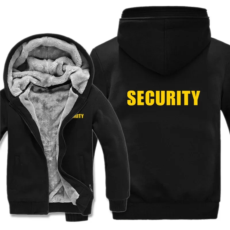 Security Hoodies Men Cool Winter Thicken Wool Liner Security Professional Work Clothes Sweatshirts Pullover Jacket
