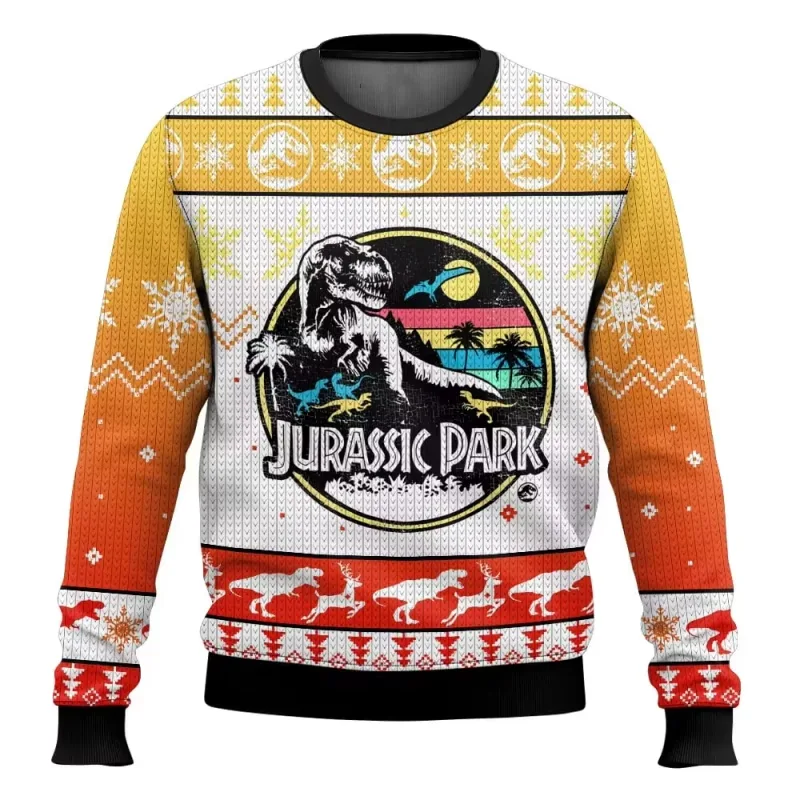 Jurassic Park Dinossauros Feliz Natal Roupas Presentes Suéteres de Papai Noel moletons masculinos e femininos 3D Festa de outono — image 3