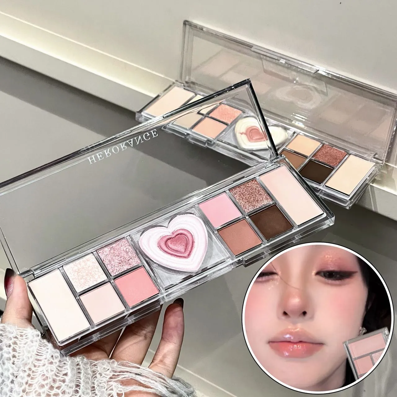 12-Color Tea Apricot Eye Makeup Palette Low Saturation Eyeshadow Palette Pearlescent Matte Shimmer Earth Color Eye Shadow Beauty — image 3