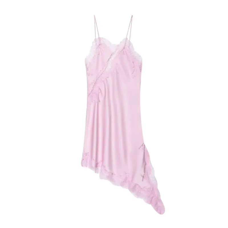 Barna szatén csipke összefűző sling ruha női elegáns, szabálytalan szegélyű V nyakú, hát nélküli ujjatlan ruha elegáns női party Club Vestidos — image 9