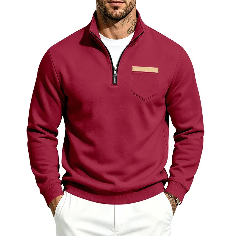 Homens 2026 outono inverno item quente velo forrado gola solta vintage moletom casual commuter moda masculina outerwear diário — image 3