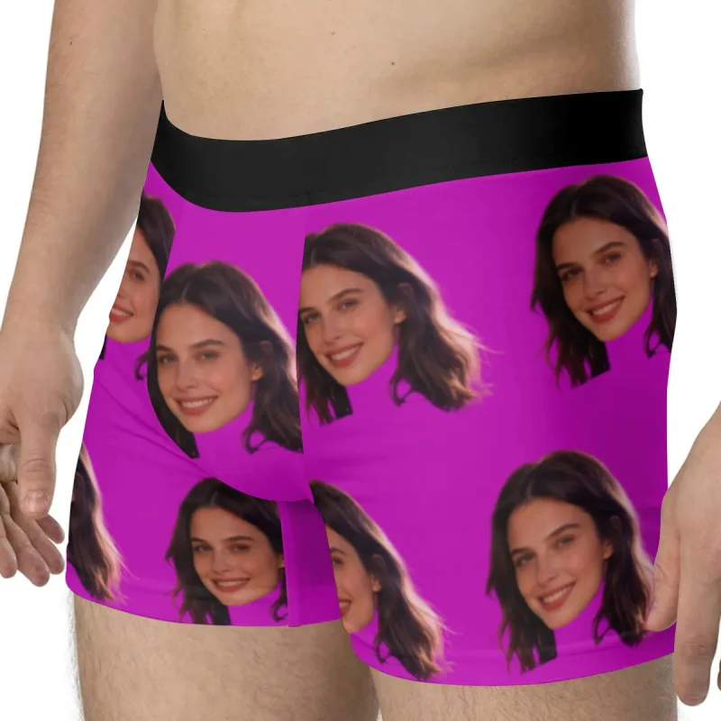Personalized facial photos customized underwear flat cornered men's Valentine's Day gift for husband anniversary gift for fath — image 5