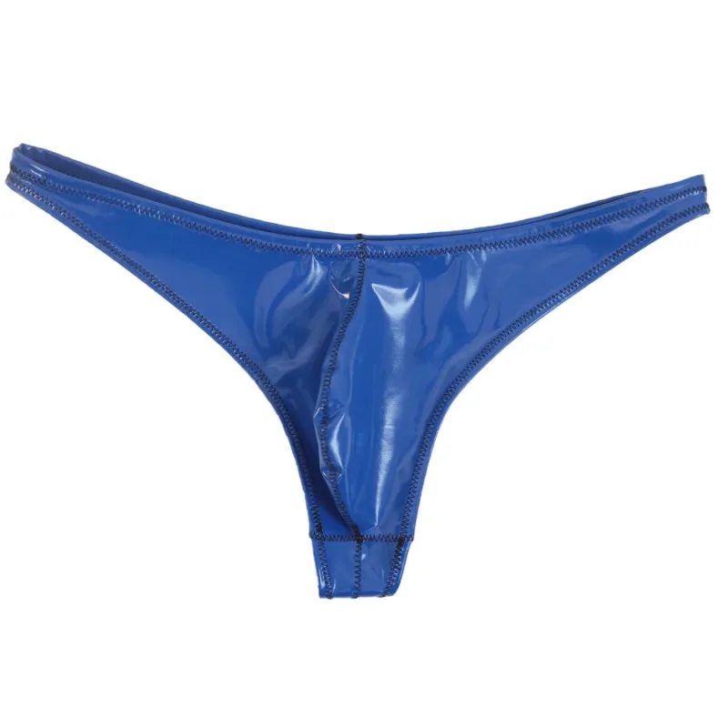 Mga Sexy Men Plus Size Latex PVC Makintab na Mainit na Maiksing Matambok U Pouch G-string Fashion Underwear Tights Lingeries PU Stage Briefs — image 7