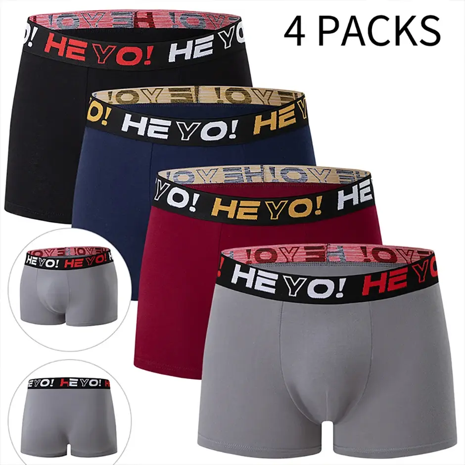 4 Piece Set Of Men's Cotton Comfortable Soft And Versatile Underwear Plus Size Casual Boxer Shorts Sports Cycling Base Shorts — image 9