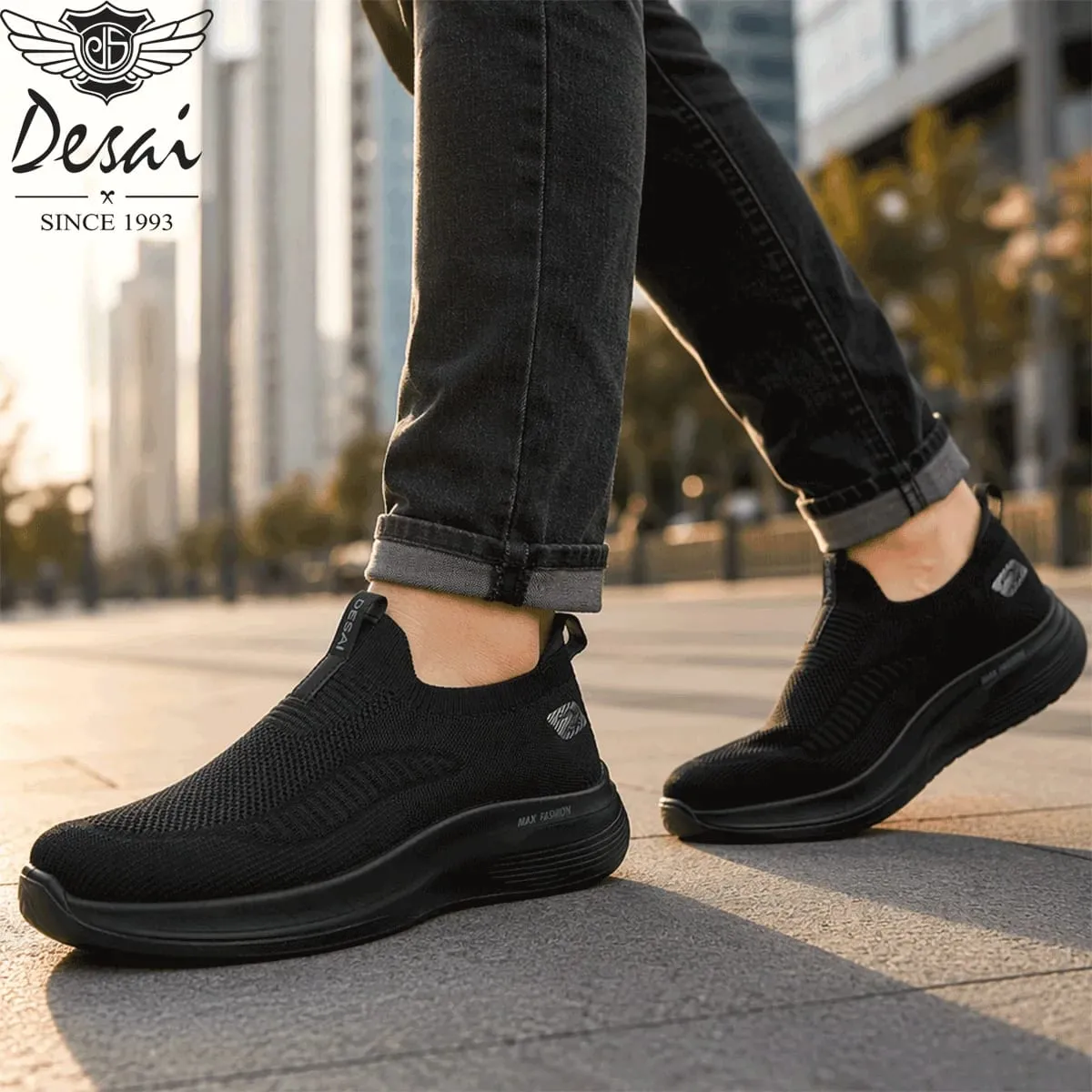 Ανδρικά πλεκτά slip-on πάνινα παπούτσια φαρδύ πλάτους Desai Max μαξιλαράκια για περπάτημα ελαφριά αναπνεύσιμα — image 5