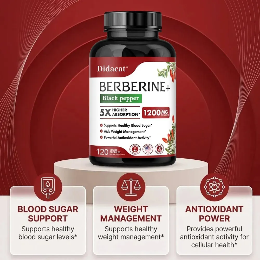 1200 MG Premium Berberine Supplement Capsules Supports Immune System CardiovascularHeart & Gastrointestinal Wellness — image 4