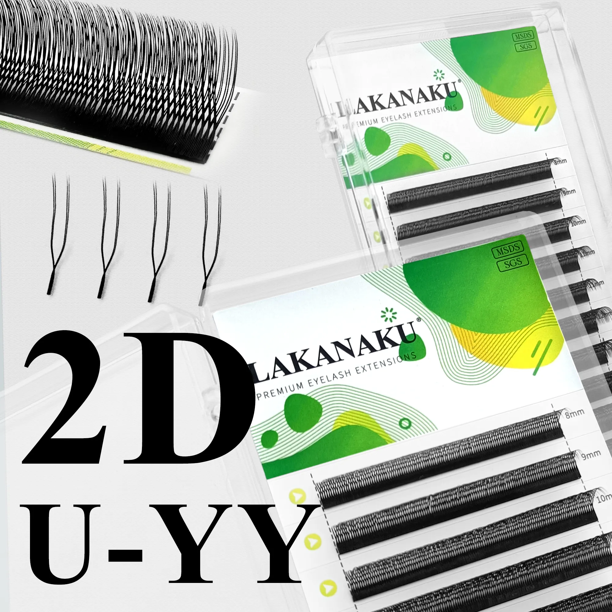 Σκούρο καφέ U Shape YY Lashes Brown Premade Eye Lashes Extensions Fio U 2D Clover Cilios — image 6