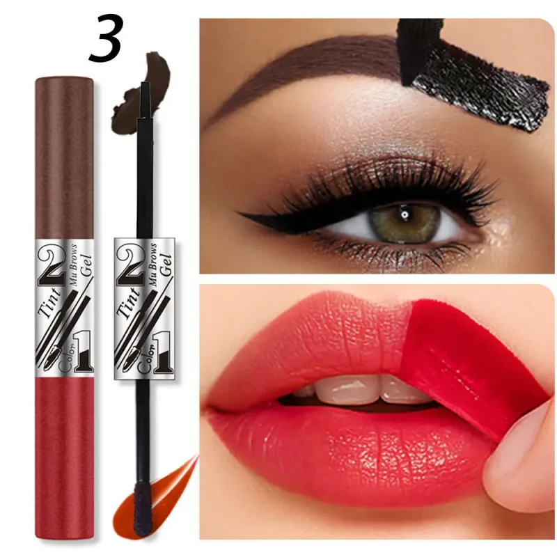 2in1 κραγιόν κραγιόν φρυδιών διπλής κεφαλής Tearable Lip Gloss Sexy Smooth Contour αδιάβροχο μακράς διαρκείας Lipgloss μακιγιάζ — image 9