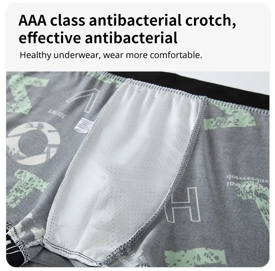 Cueca boxer com estampa de moda masculina de 4 peças, cueca boxer respirável para adolescentes, roupa íntima confortável plus size até 6XL. — image 1