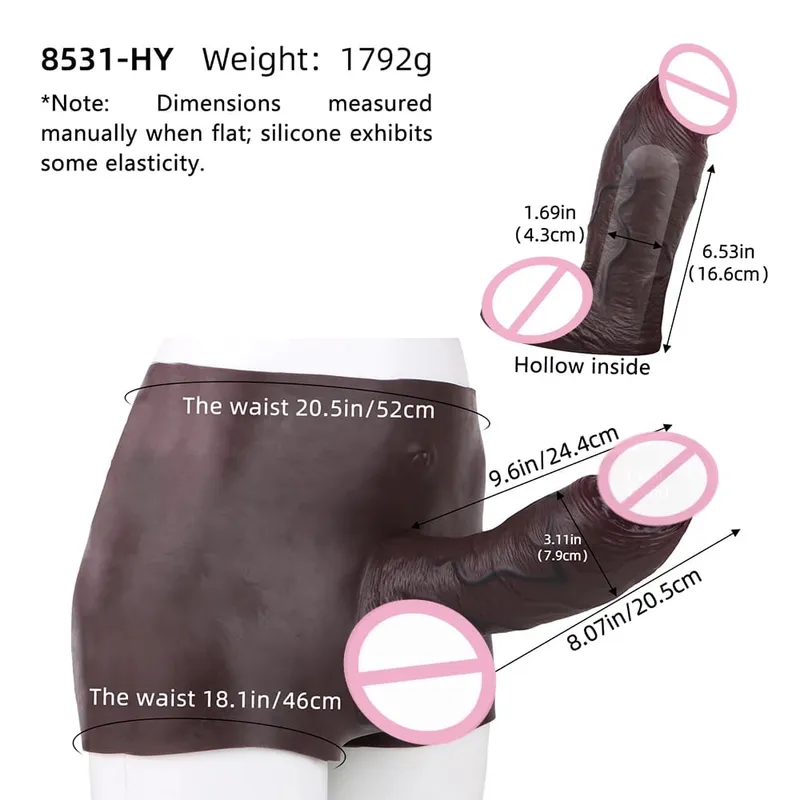 Ultra Realistic Hollow Dildo Panties Silicone Briefs Strapon Penis Extend Sleeve Pants Sex Toys For Men Dick Enlargement