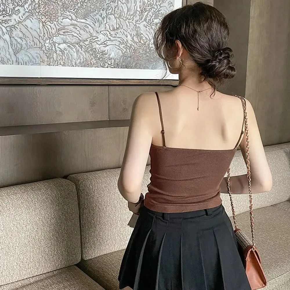 High Quality Fashion Breathable Lace Camisole Strap Bra Solid Color Summer Top Sexy Style Wire-Free Crop Top — image 5