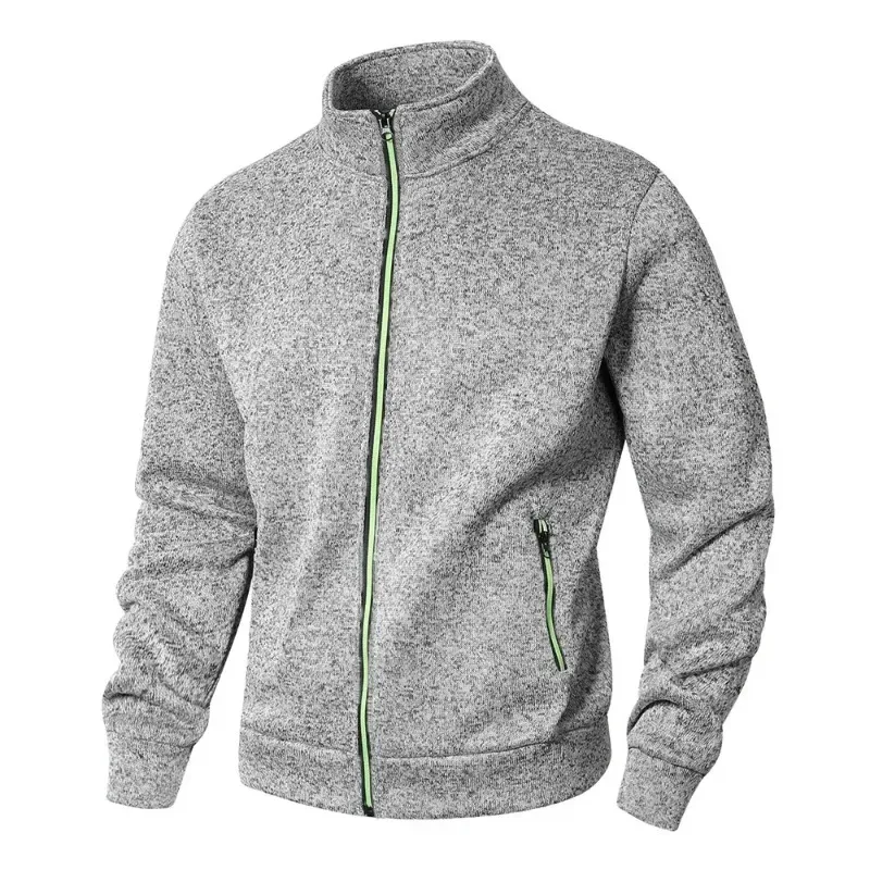 Panlalaking Stand Collar sweatshirt kaswal na zipper Cardigan Jacket sa labas ng Long Sleeve Solid Color Pullover Magaang Streetwear — image 4