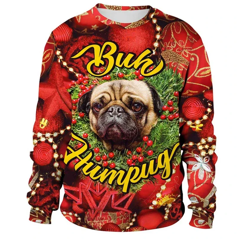 Funny 2026 Ugly Christmas Sweater For Men Women New Xmas Cat Dog Pattern Sweatshirt Festival Party Crew Neck Pullover Hoodies — image 9