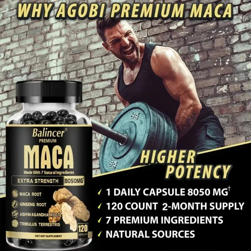 7in1 Premium Maca Root Capsules with Ashwagandha Ginseng and More - Nergy Performance and Mood Support