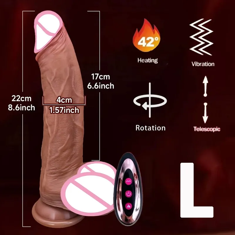 Realistic Dildo Telescopic Vibrator Silicone Penis Masturbation for Women Thrusting Dick Adult Heating Remote Control Sex Toys