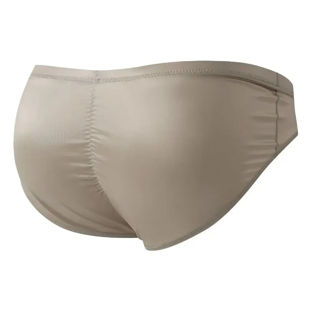 Underpants Low Waist Male Underwear Ice Silk Glossy Shiny Satin Silk Briefs Bulge Pouch Lingerie Men's Triangle Panties Daily — image 5