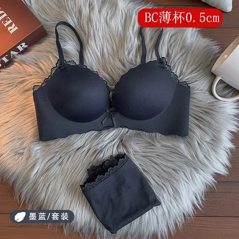セクシーNői vezeték nélküli varrat nélküli melltartó szett egyrészes Push-Up melltartó, kis melltartó, oldalt támasztó megereszkedésgátló puha női intim fehérnemű — image 19