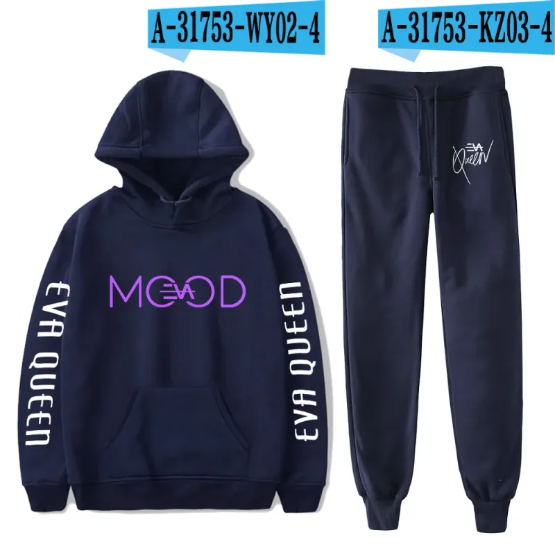 Hip hop confortável eva rainha impressão moletom moletom terno hoodies + calças terno meninos/meninas 2 peça conjunto roupas — image 22