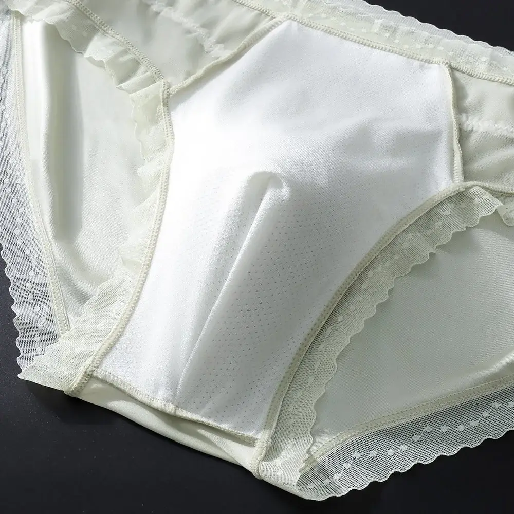 Men's Low Waist Triangle Underwear Sexy Elastic Lace Trim Silk Pouch Ultra-Thin Seamless Underpants plus Size Lingerie — image 5