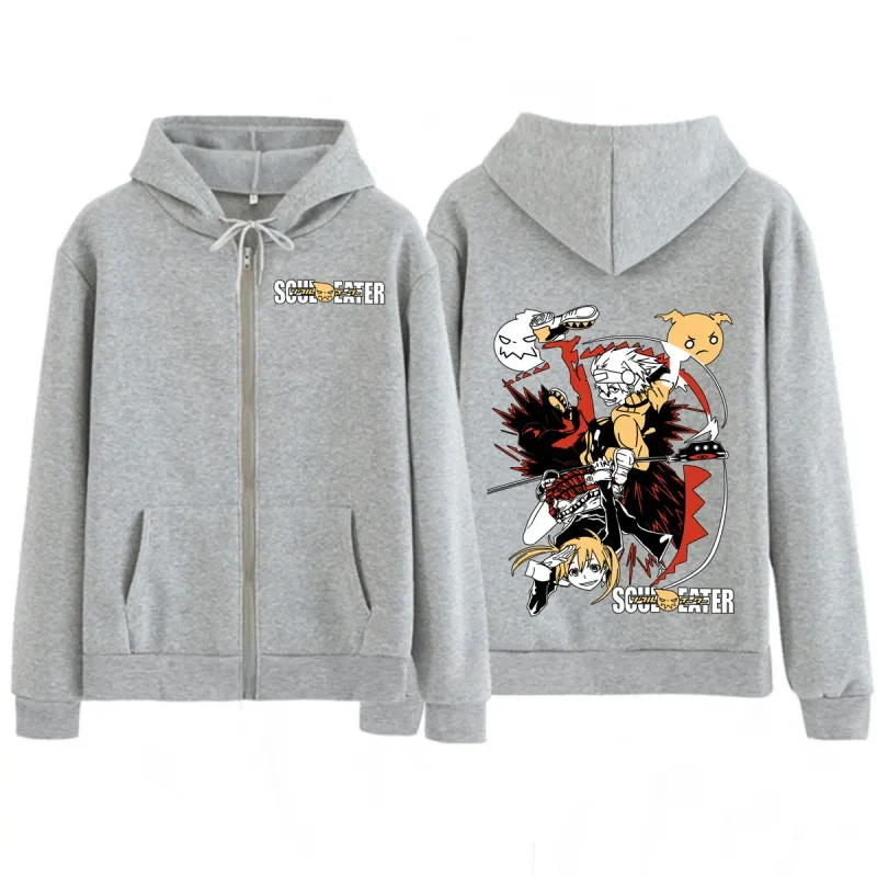 Anime soul eater maka albarn zíper hoodies engraçado roupas femininas masculinas moda roupas de grandes dimensões casuais manga longa streetwears