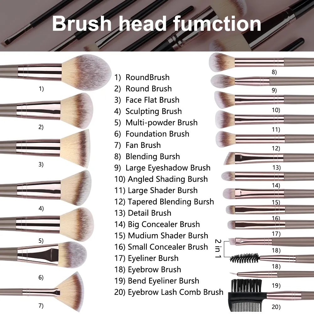 NEW 1-20PCS Makeup Brushes Set Foundation Blush Powder Concealers Eyeshadow Soft and Fluffy Female Cosmetic Beauty Tools Storage — image 2