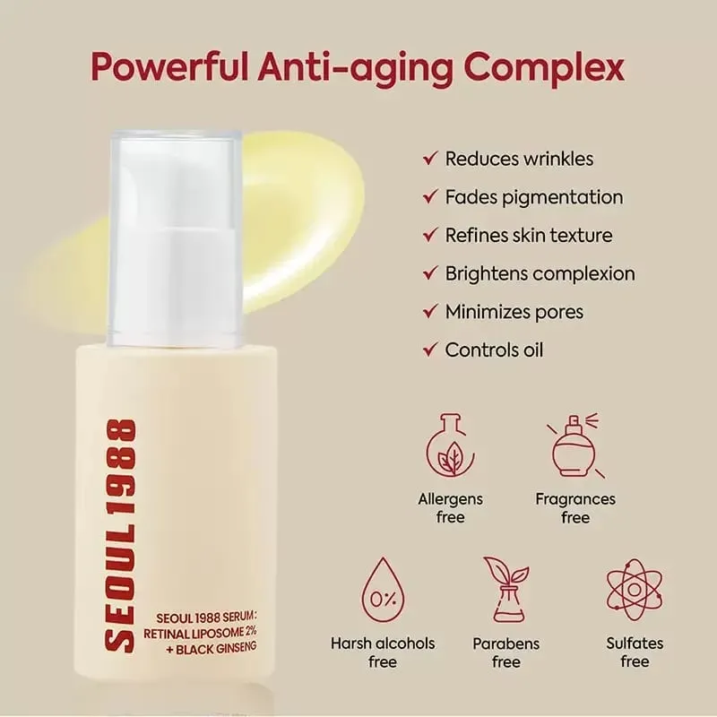 1988 Sérum : Liposome rétinien 2% + Gingeng noir 30ml/1.01fl.oz | 58 % d'extrait de gingeng noir avec Bakuchiol Vita rétinien — image 3