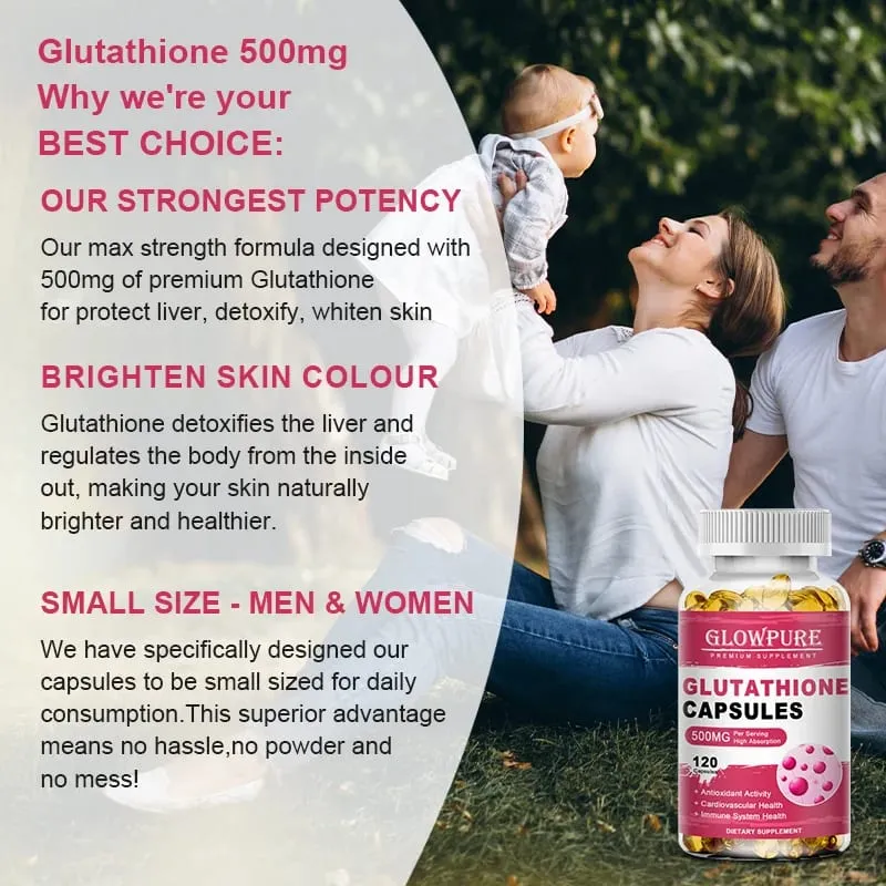 Glutathione Capsules for Skin Detox and Immune System Support with High Absorption Formula Beauty Care Health Supplement Vegan