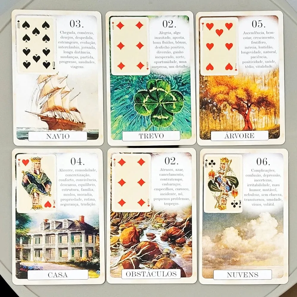 Κάρτα με διπλό ανάγλυφο 9*6cm Classique Lenormand Deck - 37 Vintage Style Divination Cards - Classic Portuguese Edition — image 4