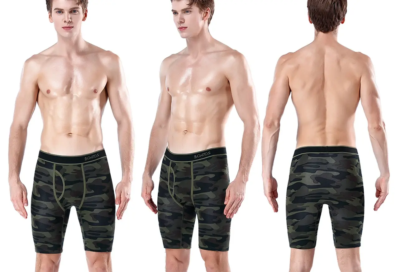 6Pieces Long Men's Panties Front Open Cotton Men Underpants Sports Long Legs Boxer Briefs Camouflage Boxers Underwear Man Shorts — image 4