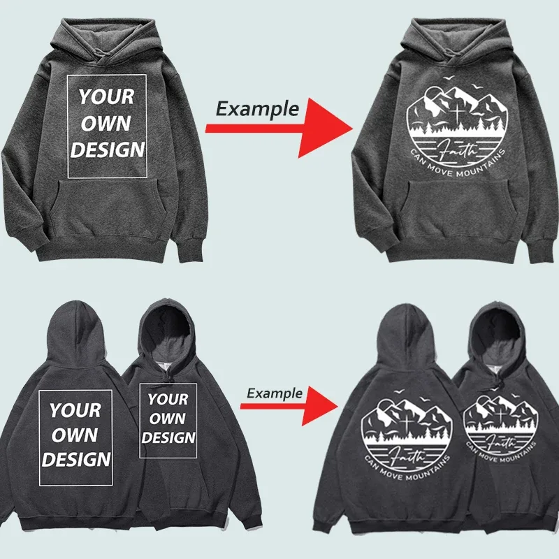 Customized DIY Print Lalaki Babae Autumn Winter Hoodies Casual Classic Pullover Simple Comfy Streetwear Soft Warm Sports Clothing — image 7